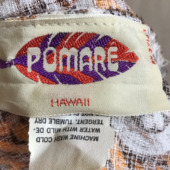 Vintage 60s Pomare Hawaiian Barkcloth Wrap Dress, Size Estimate Small - Picture 5 of 5